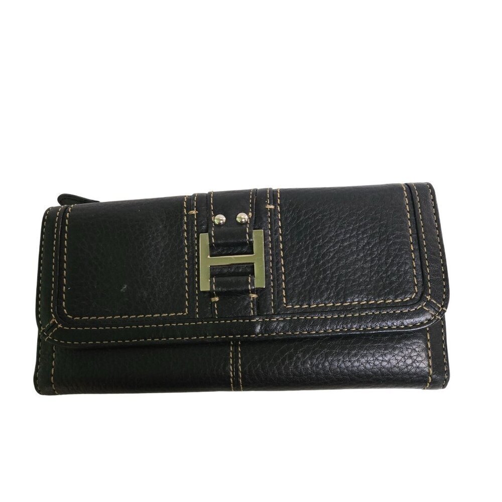 Fossil Trifold Black Genuine Leather Wallet With Snap Closure Card Slots